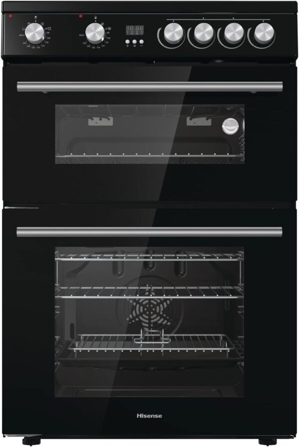 Hisense HDE3211BBUK 60cm Electric Cooker with Ceramic Hob-Black , A Rated Double Oven [Energy Class A]