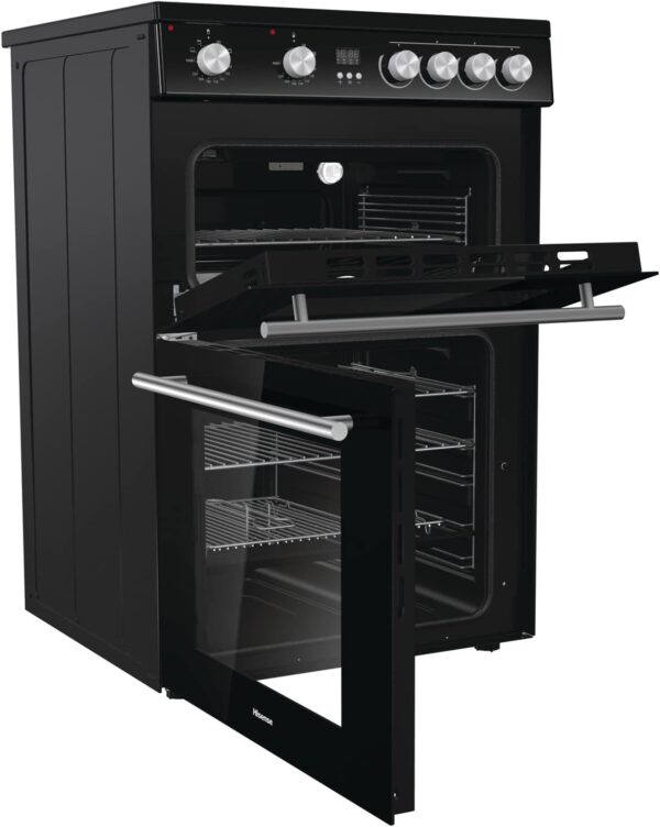 Hisense HDE3211BBUK 60cm Electric Cooker with Ceramic Hob-Black , A Rated Double Oven [Energy Class A] - Image 2