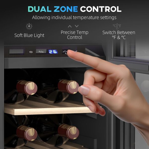 HOMCOM Dual Zone Wine Cooler – Built-In/Freestanding - 52L - Image 2