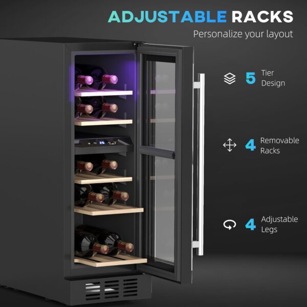 HOMCOM Dual Zone Wine Cooler – Built-In/Freestanding - 52L - Image 6