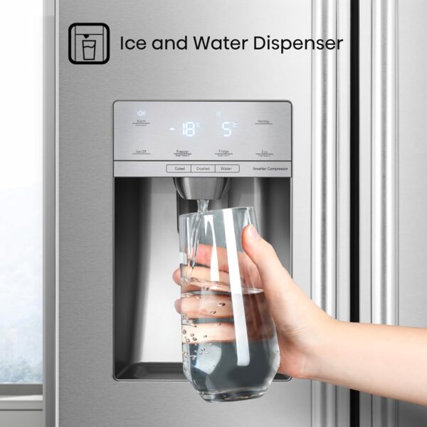Hisense 562L Stainless Steel Fridge – RS694N4ICE, Water & Ice Dispenser - Image 3