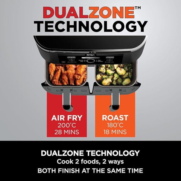 Ninja AF300UK Digital Air Fryer – 6-in-1, Dual Zone, 7.6L, Black - Image 5