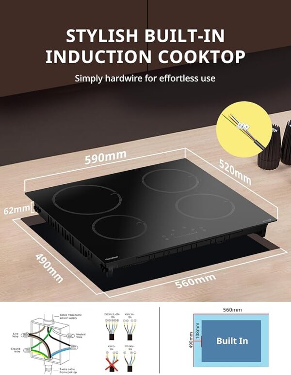 COMFEE' Induction Hob 7400 WATT with 4 Zones - Image 3